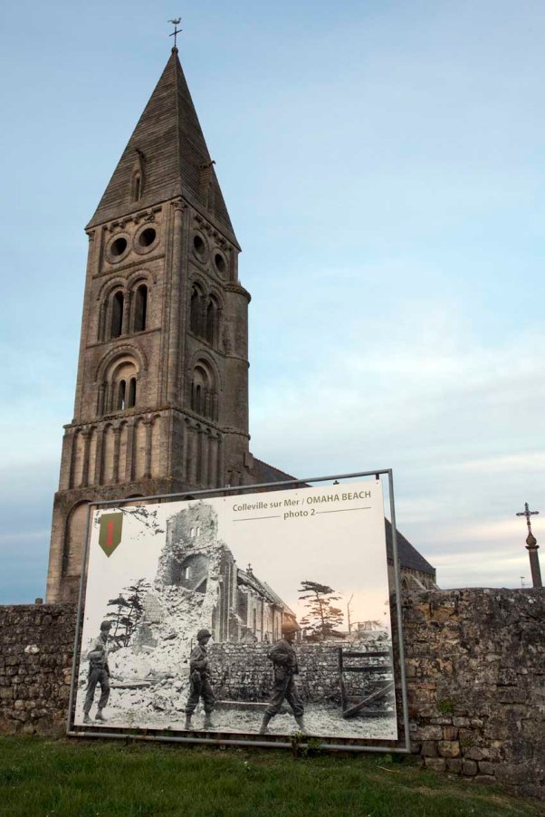 die Kirche von Colleville-sur-Mer 2014 und 1944 © Michael Kneffel